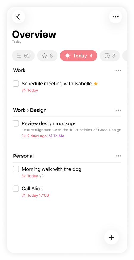 Lista running on iPhone